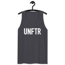 Load image into Gallery viewer, Classic tank top in grey with white ‘UNFTR’ logo on the chest
