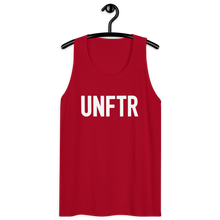 Load image into Gallery viewer, Classic tank top in red with white ‘UNFTR’ logo on the chest