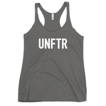 Load image into Gallery viewer, Fitted Tank top in grey with white 'UNFTR' logo on the chest