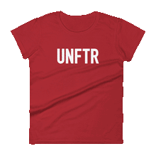 Load image into Gallery viewer, Red fitted tee shirt that says UNFTR in white on the front and Meeting People Where They Are in white on the back
