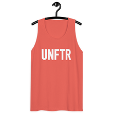 Load image into Gallery viewer, Classic tank top in coral with white ‘UNFTR’ logo on the chest

