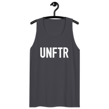 Load image into Gallery viewer, Classic tank top in grey with white ‘UNFTR’ logo on the chest
