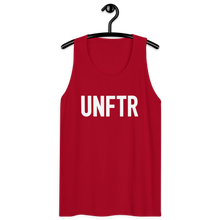 Load image into Gallery viewer, Classic tank top in red with white ‘UNFTR’ logo on the chest
