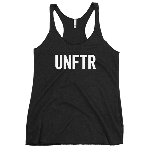 Fitted Tank top in black with white 'UNFTR' logo on the chest