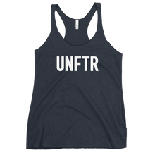 Load image into Gallery viewer, Fitted Tank top in navy with white &#39;UNFTR&#39; logo on the chest
