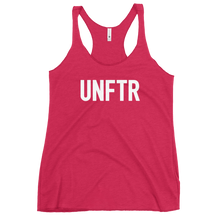 Load image into Gallery viewer, Fitted Tank top in bright pink with white &#39;UNFTR&#39; logo on the chest
